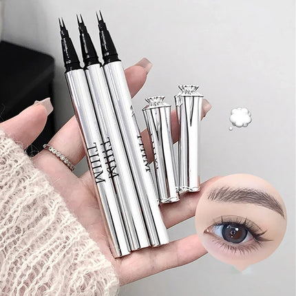 Waterproof Wild Eyebrow Pen 2/4 Separated Head Natural Brow Makeup Quick-Drying Creation of Ultra-Fine Lasting Liquid Eyebrow