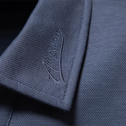New men's long-sleeve cotton polo, embroidered, sport collar, trendy & versatile.