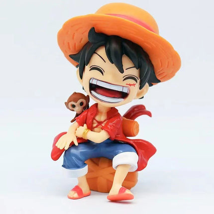 13cm Anime One Piece Action Figures Q Version Sitting Boxed Figurines Doll Luffy Zoro Sanji Trendy Car Ornaments Gifts Toys