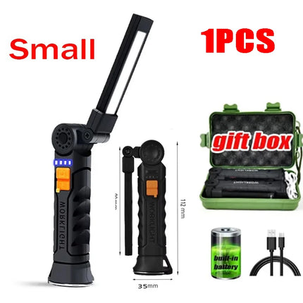 Rechargeable LED Flashlight 4lighting Modes Work Light with Tail Magnet Torch Hook Tent Light for Outdoor Camping Lantern