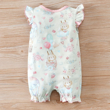 IURNXB Newborn Baby Romper for Girls Adorable Squirrel & Hot Air Balloon Print Sleeveless Onesie Casual Clothing Playwear 0-12M