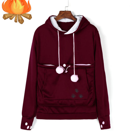 Cat Lovers Hoodies Pouch Dog Pet Hoodies For Casual Kangaroo Pet Paw Pullovers Cuddle Pouch Sweatshirt Pocket Animal Ear Hooded