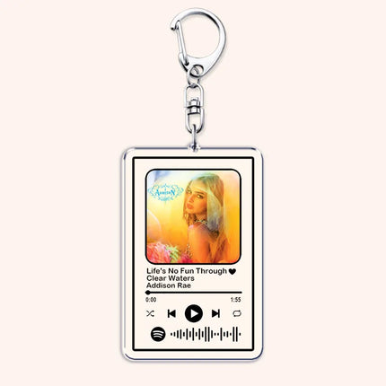 Hot Singer Addison Rae Songs Keychains for Women Accessories Bag Diet Pepsi Aquamarine Music Keying Jewelry Fans Friend Gifts
