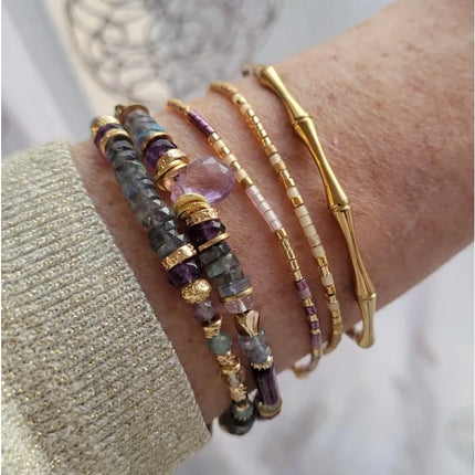 Amethyst and Labradorite Jewelry Semi-Precious Stone Bracelet Beaded Bracelet for Women