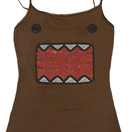 Y2k girl vintage hot stamping round neck short sleeved T-shirt sleeveless camisole vest vintage Tama Jun hot stamping top