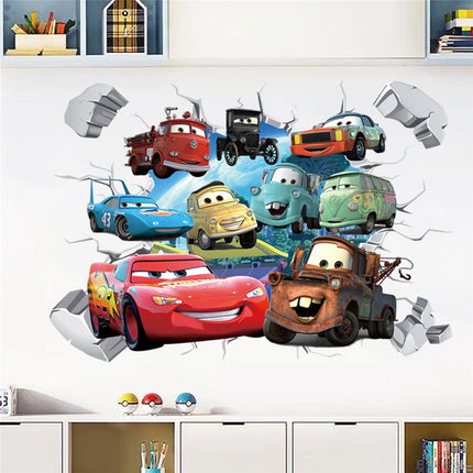 3D Cartoon Car Lighting McQueen Wall Stickers For Kids Room Home Bedroom PVC Decor Movie Mural Art Decals Children's Gifts
