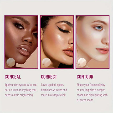 Sponge Head Concealer for Dark Circles, Tears, Freckles, Acne, Dark Circles, Pigmentation and Blemishes, Creating Natural Skin