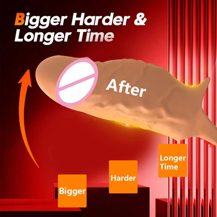 Penis Ring Vibrator G-Spot Stimulation Penis Sleeve Enlargement Sleeve Silicone Soft Dick Enlarger Sex Toys for Men Women