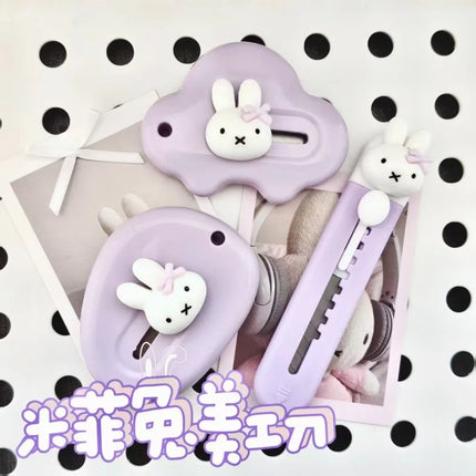 Miffy Kawaii Purple Art Knife Portable Unboxing Knife Handmade Paper Cutting Knife for Express Delivery Cute Gift Toy