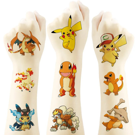 20pcs/set Pokemon Tattoo Stickers Anime Figure Pikachu Charizard Periphery Temporary Stickers Toys Partys Gifts Supplies
