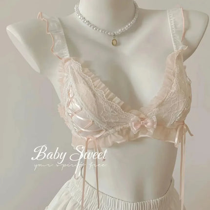 Lolita Girls Thin Cute Lace Small Bra Women Triangle Cup Bra Sexy  Underwear Women Set  Sexy Lingerie
