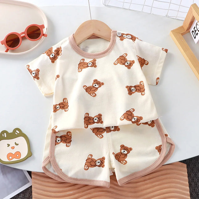 Summer cotton cartoon casual children's set Baby Clothes girl boy T-shirt+shorts 2 pieces for 0-4-year-old children