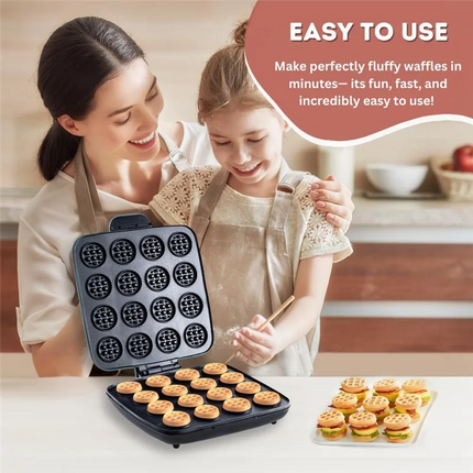 B25B Multi Waffles Maker 16 Waffle Molds Nonstick Waffle Iron Quick Heat-Up Mini Waffle Maker With Heating System EU Plug
