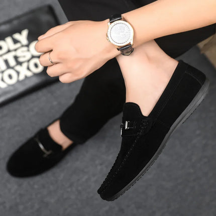 2025 Spring and Autumn driving soybean shoes business casual men's shoes versatile comfortable work shoes black and grey