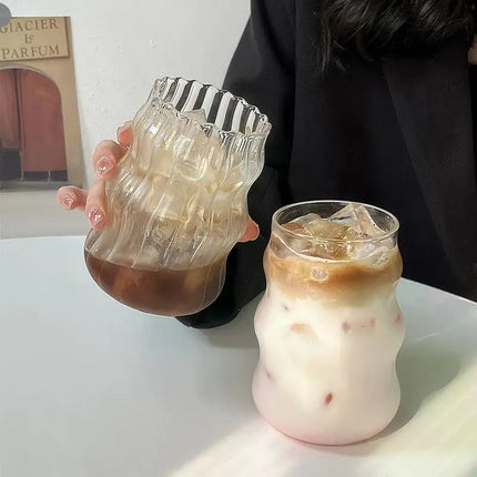 Transparent Glass Cup Exquisite Heat-resistant Tumbler Tea Juice Milk Coffee Mug Water Glasses Stripe Mug Drinkware 350ml-865ml