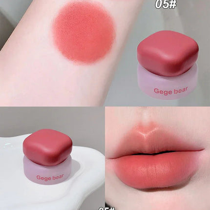 Matte Velvet Mist Cheek Lip Mud Natural Nude Multi-purpose Blush Orange Brown Solid Lip Gloss Tint Lasting Shading Korean Makeup
