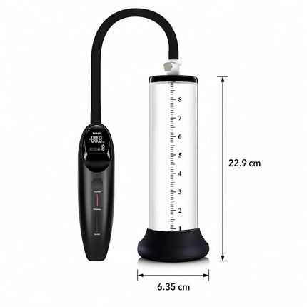 Electric Male Vacuum Pump with Clear Measuring Cylinder Digital Display Black Hose and Man Masturbation Trainer Sex Toy