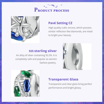 BAMOER 925 Sterling Silver Dreamy Ocean Series Dazzling Crab Beads Seahorse Pendant Charms for Women Bracelet and Necklace DIY