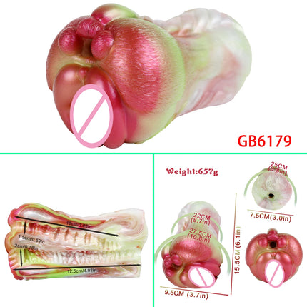 GEEBA Dual Channel Fantasy Furry Masturbation Sleeve For Men Pocket Pussy Silicone Male Masturbator In Fur Adult Sex Toys Supply