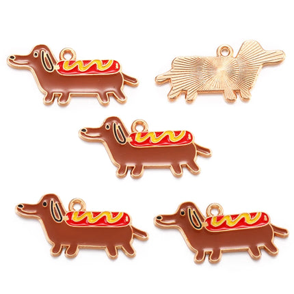 10pcs Enamel Dog Charm for Jewelry Making Supplies Corgi Earring Animal Pendant Bracelet Necklace Accessories Diy Finding W405