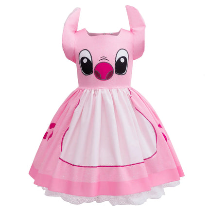 Disney Movie Lilo and Stitch Cosplay Costume Girl Plays Stitch Angel Cartoon Character Holiday Party Carnival Costume Set 2-10T