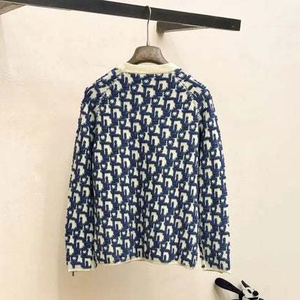 Knitted round Neck Sweater Letter Embroidery Zipper Style Color Block Casual Leisure Autumn Winter Fashion Streetwear for Youth