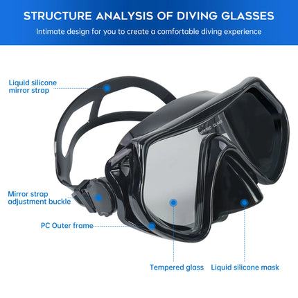 DEDEPU OEM Logo Anti-Fog Snorkel Mask – Silicone & Tempered Glass Diving Goggles for Freediving, Swimming and Scuba Diving