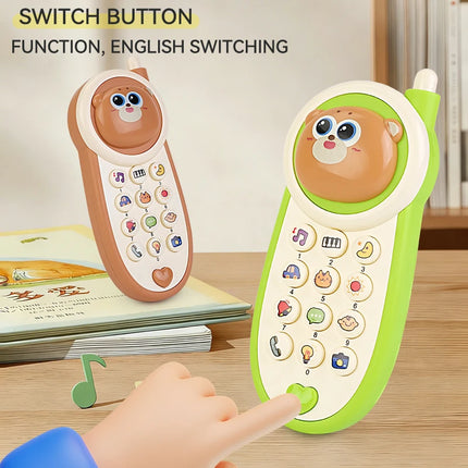 Cute Bear Baby Phone Toy Music Sound Telephone Sleeping Toys Simulation Phone Multifunctional Early Educational Toy with Lights