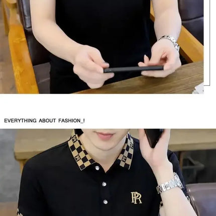 Summer Polo Shirt Men's Short Sleeve T-Shirt Turn-down Collar Casual Half Sleeve Cotton-feel Top 2025 Summer Collection High-end