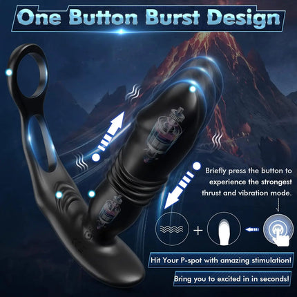 Multi-Mode APP Control Push Vibration Prostate Massager Vibrator Anal Plug Silicone Adult Male Sex Toy Wearing A Cockscomb Ring