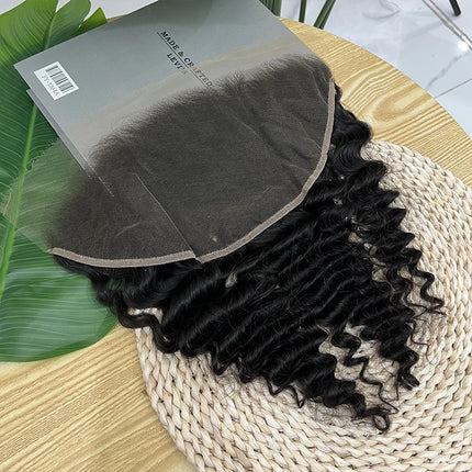 13x6 HD Lace Frontal Only Deep Wave 100% Human Hair Invisible HD Lace Melt Skin Pre Plucked Bleached Knots Raw Hair For Woman
