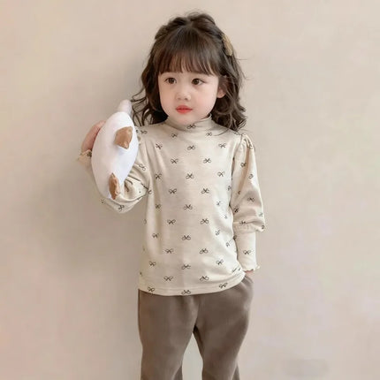 Girls' High-Neck Base Shirt, Kids' Autumn Winter Long-Sleeve T-Shirt, Winter Warm Baby Girl Top