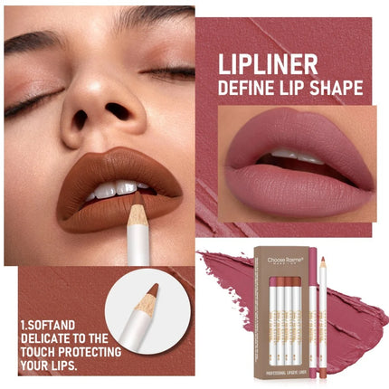 12PCS Matte Velvet Lipliner Set Superfine Smooth Durable Waterproof Brown Mixed With Easy Makeup Lip Makeup
