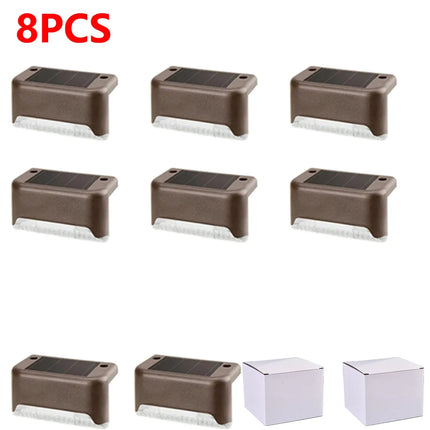Warm White LED Solar Step Lamp Path Stair Outdoor Garden Lights Waterproof Balcony Light Decoration for Patio Stair Fence Light