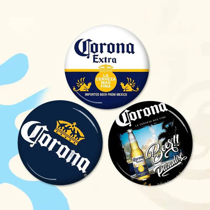 Corona Extra Beer Cartoon Brooches Anime Badge Round Handmade Brooch Lapel Pins Jewelry For Backpack Clothes Gifts