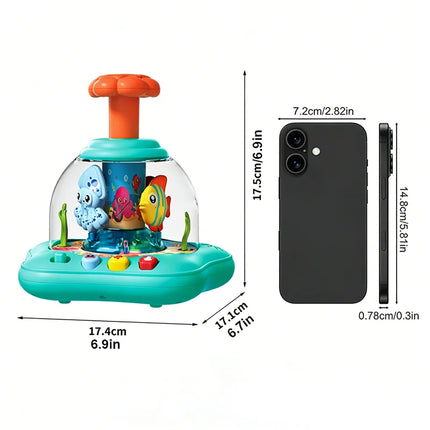 Marine Animal Push Toy, Rotatable Dome with Buttons, Musical Learning, Baby Playtime Educational Gift.