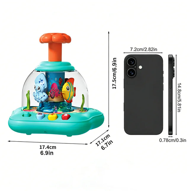 Marine Animal Push Toy, Rotatable Dome with Buttons, Musical Learning, Baby Playtime Educational Gift.