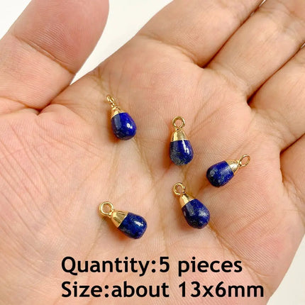 Blue Lapis Lazuli Pendant Gems Cross Hand Oval Shape Natural Stone Lapis Lazuli Charms for Jewelry Making Necklace DIY Bracelet