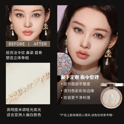 Flower Knows Little Angel Series Cosmetics 4 Color Relief Highlights Matte Shimmer Sense Delicate Contour Palette Makeup