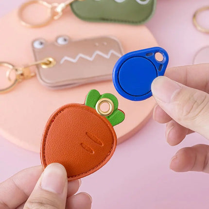 Leather Strawberry Lemon Keychain Case Holder Fashion Women Car Key Ring Charm Bag Car Pendant Gift Anti-lost Pet Dog Cat Collar