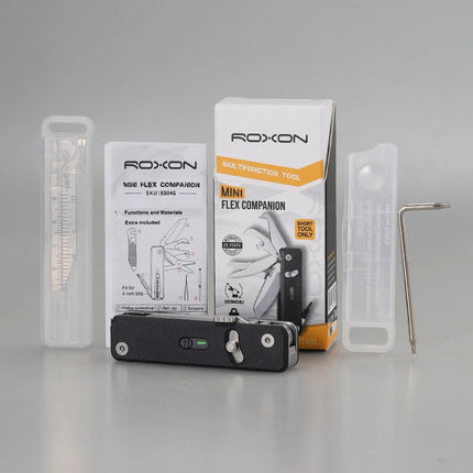 ROXON S504G Mini Multifunctional Back Clip, Interchangeable Outdoor Camping Multi Knife Scissors, Practical Folding Knife