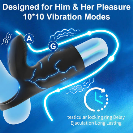 Vibrating Penis Sleeve Cock Ring G Spot Stimulate Sex Toys for Men 10 Vibration Modes Erection Trainer Delay Ejaculation Sex Toy