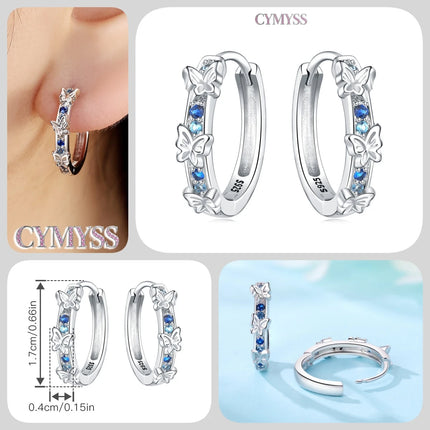 925 Sterling Silver Inlaid Zircon Butterfly Earrings Insect Element Original Design Women's Fashion Party Jewelry Gift Ear Loops