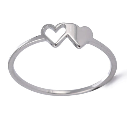 COOLTIME Initial Letter Ring for Women Stainless Steel A-Z Alphabet Double Heart Rings Simple Wedding Cheap Gift For Lover