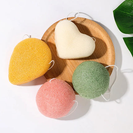 Face Washing Sponges Beauty Makeup Tools for Women Face Cleaning Sponge Heart Round Shape Konjac Cleaning Exfoliator Puff Purple