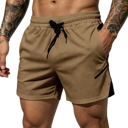 Men's New Breathable Mesh Quick-Drying Sports Shorts with a Drawstring Waistband, Suitable for Casual and Fashionable Sports Wea
