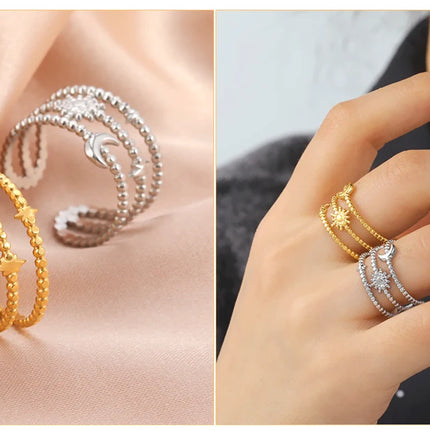Skyrim Stainless Steel Women Rings Geometric Heart Aesthetic Adjustable Open Finger Ring Fashion Party Jewelry Gifts Wholesale