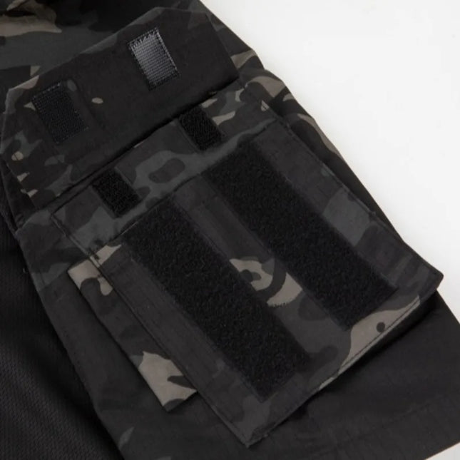 Men's Tactical Combat Shirt Short Sleeve 1/4 Zip Breathable Quick Dry Camo for Airsoft Paintball Training Outdoor Hunting Hiking
