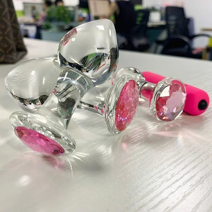 Crystal Glass Transparent Anal Plug Pink Diamond Butt Plug Sexy Toys For Men Women Insert Buttplug Dildo Bdsm Analplug Sex Shop