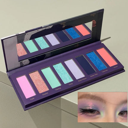 8 Colors Diamond Pearl Punk Green Eyeshadow Halloween Makeup Palette Waterproof Matte Smoky Polarized Green Eye Shadow Palette